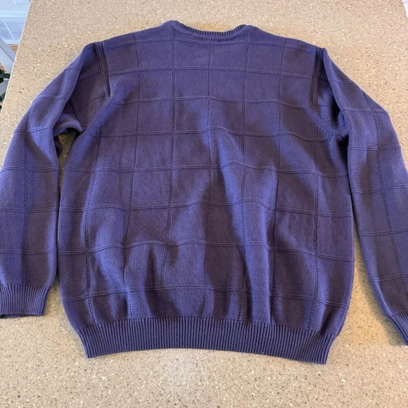 Vintage IZOD Men's Cable Knit Sweater XL 100% Cotton Purple - Picture 8 of 9